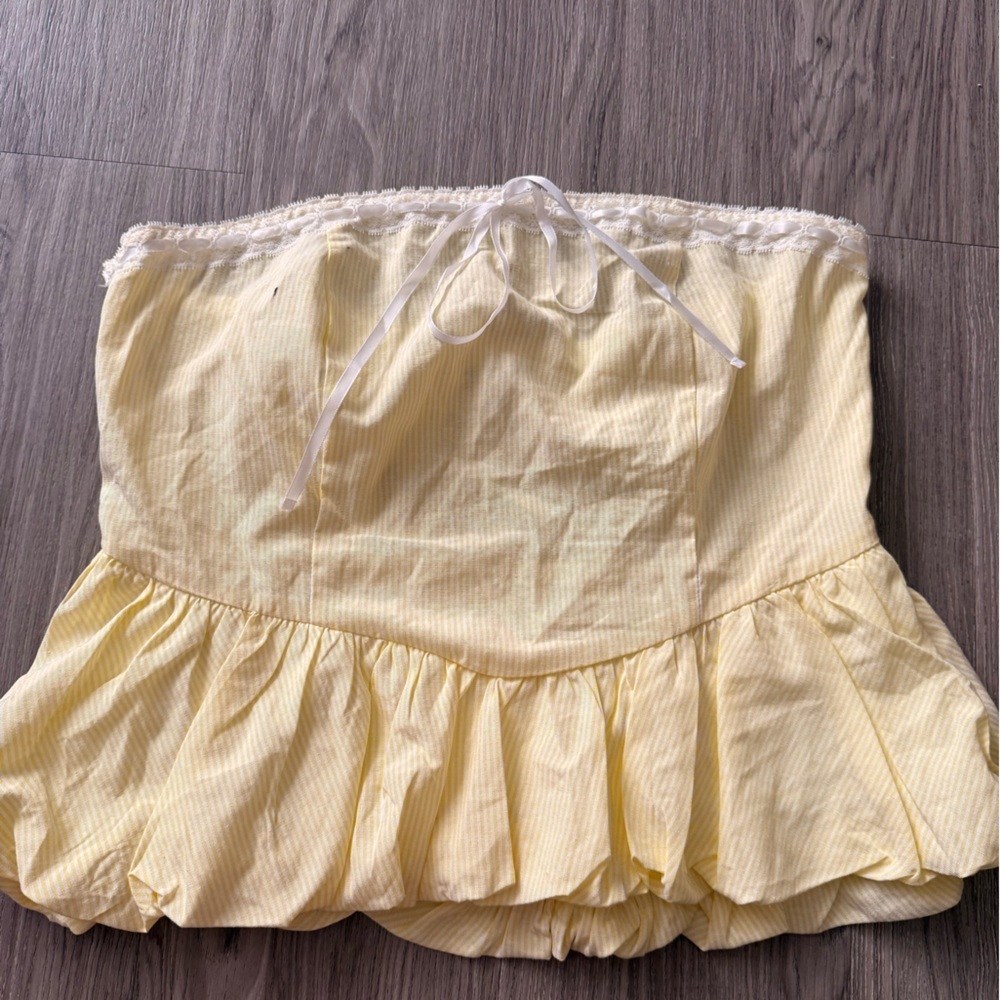 Fashion Nova Yellow Strapless Blouse
